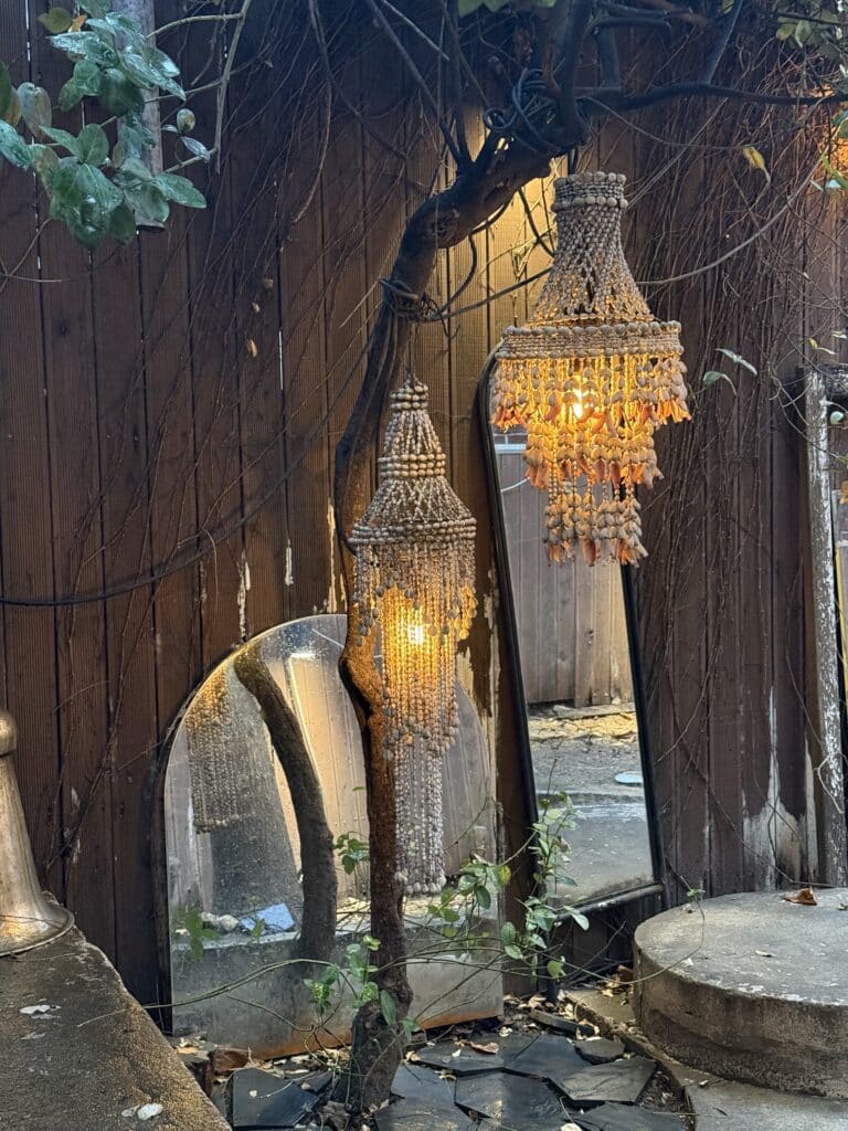 shell chandelier outdoor garden